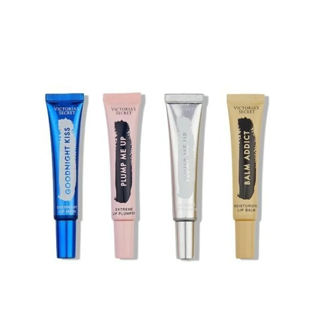 Victoria's Secret 4 Piece Lip Gloss Gift Set Pout Perfectors Scrub Mask Plumper
